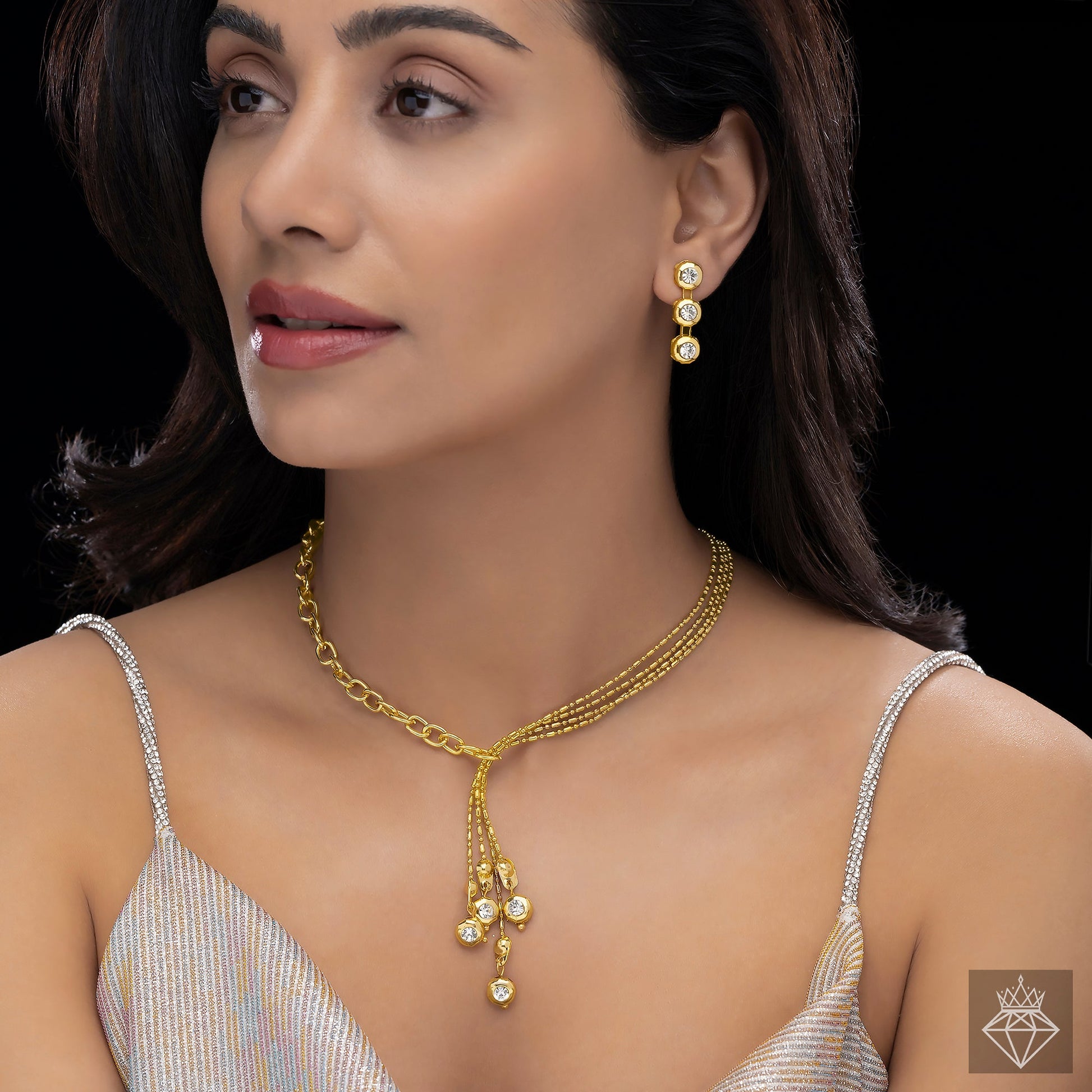 Anti-Tarnish Crystal Necklace Set With Earrings