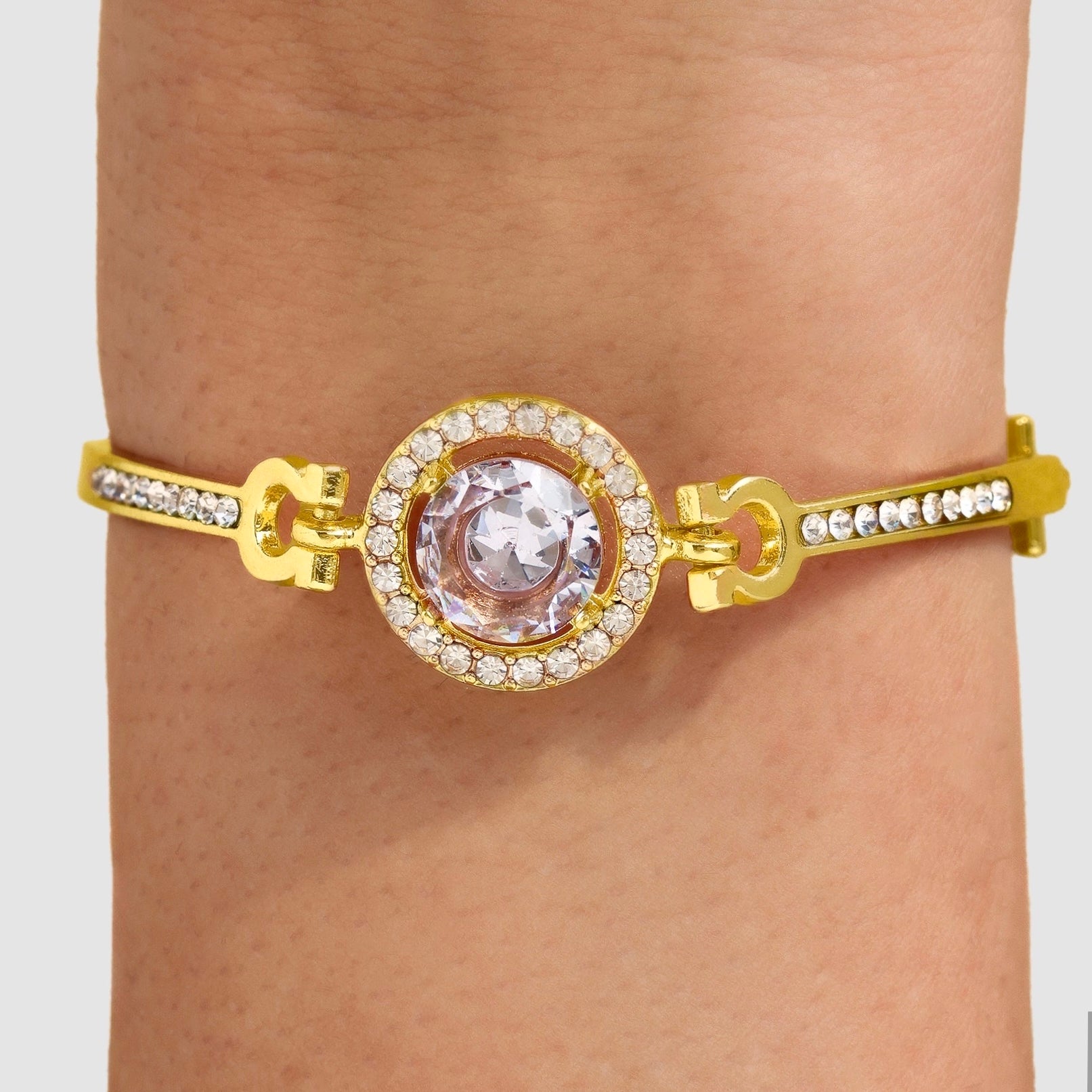 Anti-Tarnish Solitaire Bangle Bracelet (Adjustable Size)